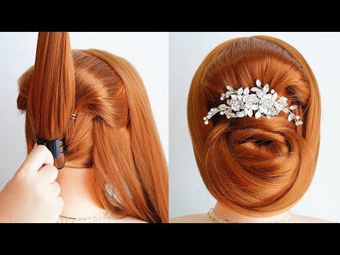 Low Bun Hairstyle With Clutcher – Easy Hairstyle For Wedding