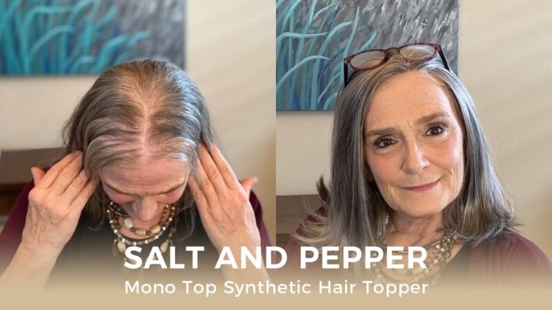 Pretty Salt and Pepper hair topper! 👍 Soft hair fiber.| Grey hair topper review