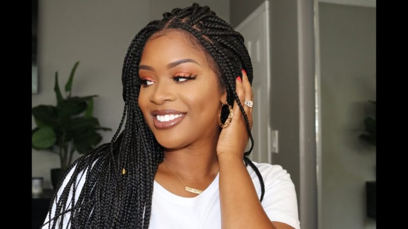 100% Hand Braided Medium Box Braids 13×5 Knotless Braided Lace Wig