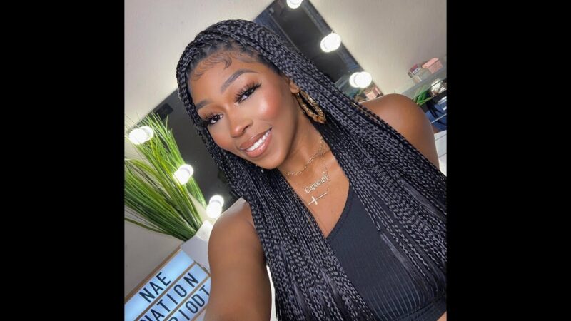 [Top Sale] 100% Hand Made Box Braided Lace Frontal Synthetic Wig