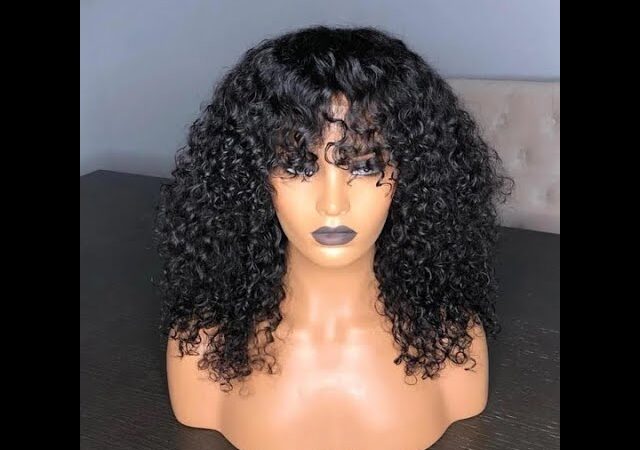 Curly With Bangs Bob Lace Front Wigs