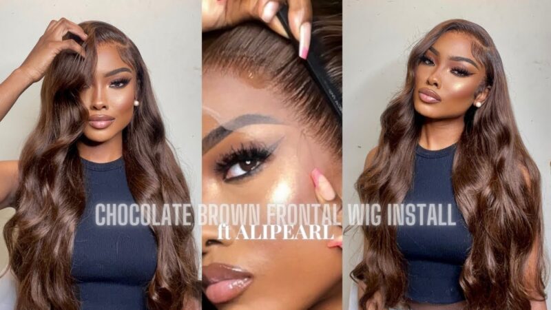 Watch Me Install&Style This Chocolate Brown Frontal Wig|Bombshell Curls  Nauteya WhyeeXAlipearl Hair