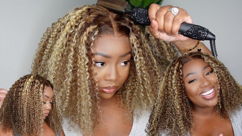 OMG! HONEY BLONDE KINKY CURLY LACE WIG INSTALL | NO BABY HAIR |Ashley Bedeck X ALI PEARL HAIR