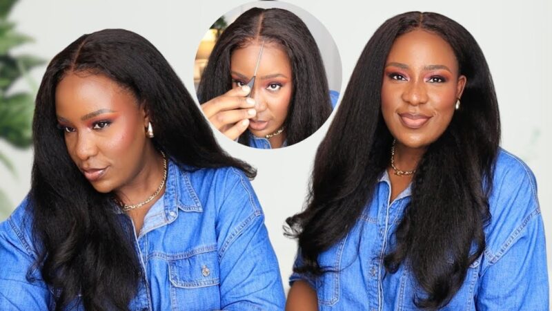 SUPER SOFT AND REALISTIC TEXTURE!  7×5 GLUELESS Kinky Straight Wig from UNICE HAIR