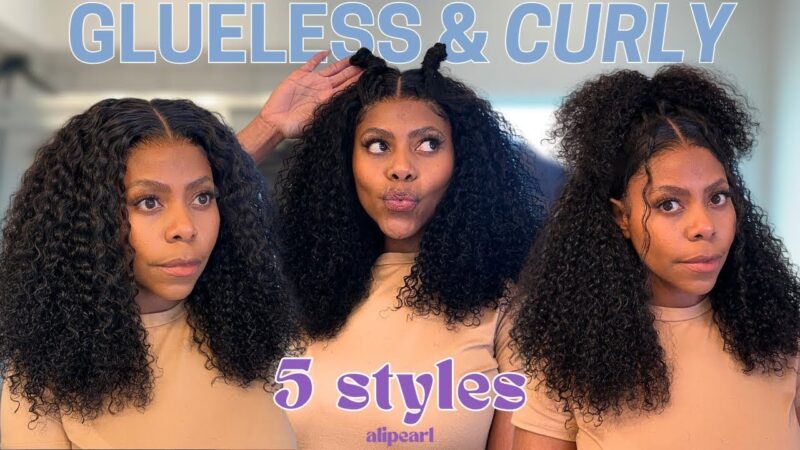 GLUELESS & CURLY?! We love it! | 5 Easy Wig Hairstyles| Sharatia Banks X Alipearl Hair